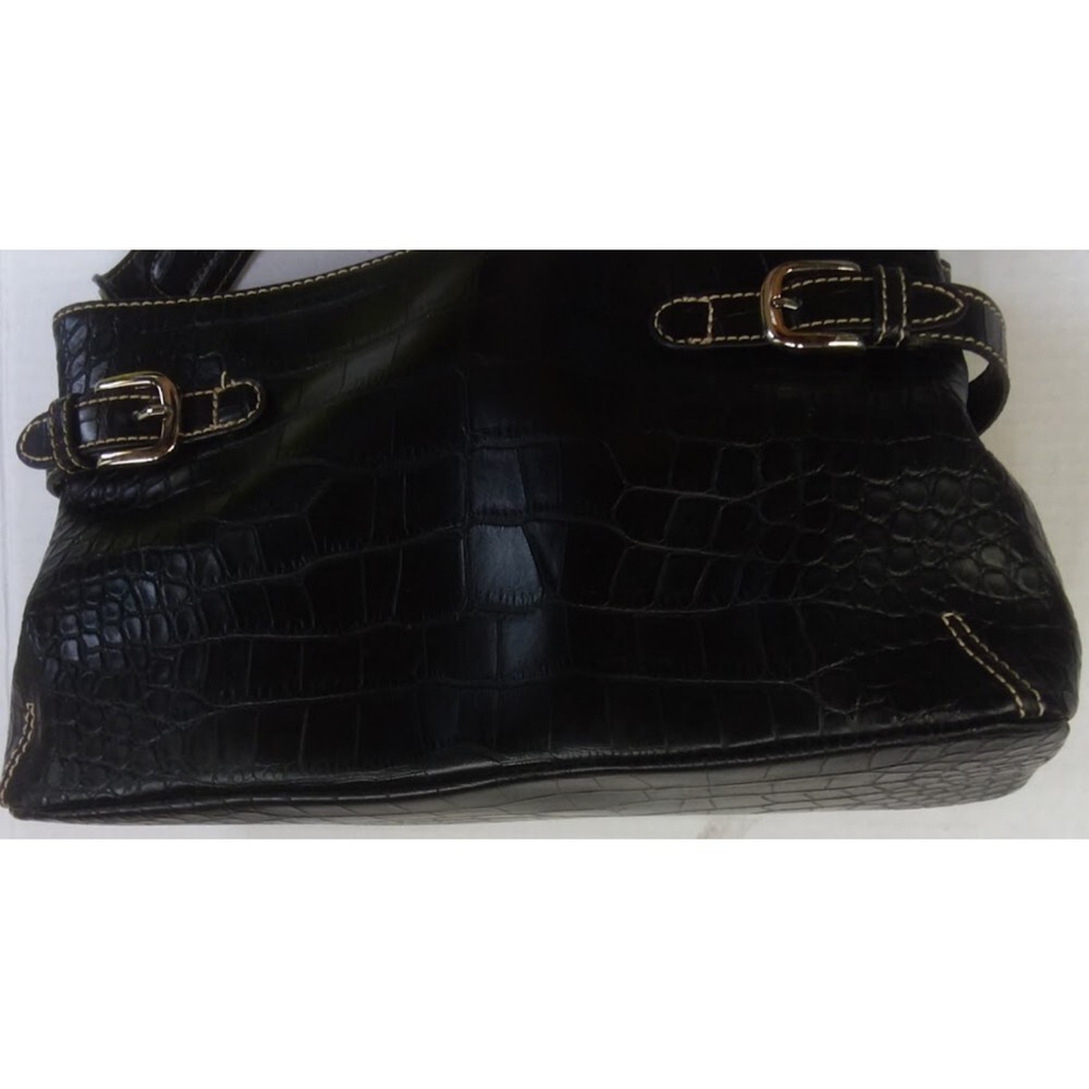 Tommy Hilfiger Black Shoulder Bag Leather Crocodile - Picture 3 of 7